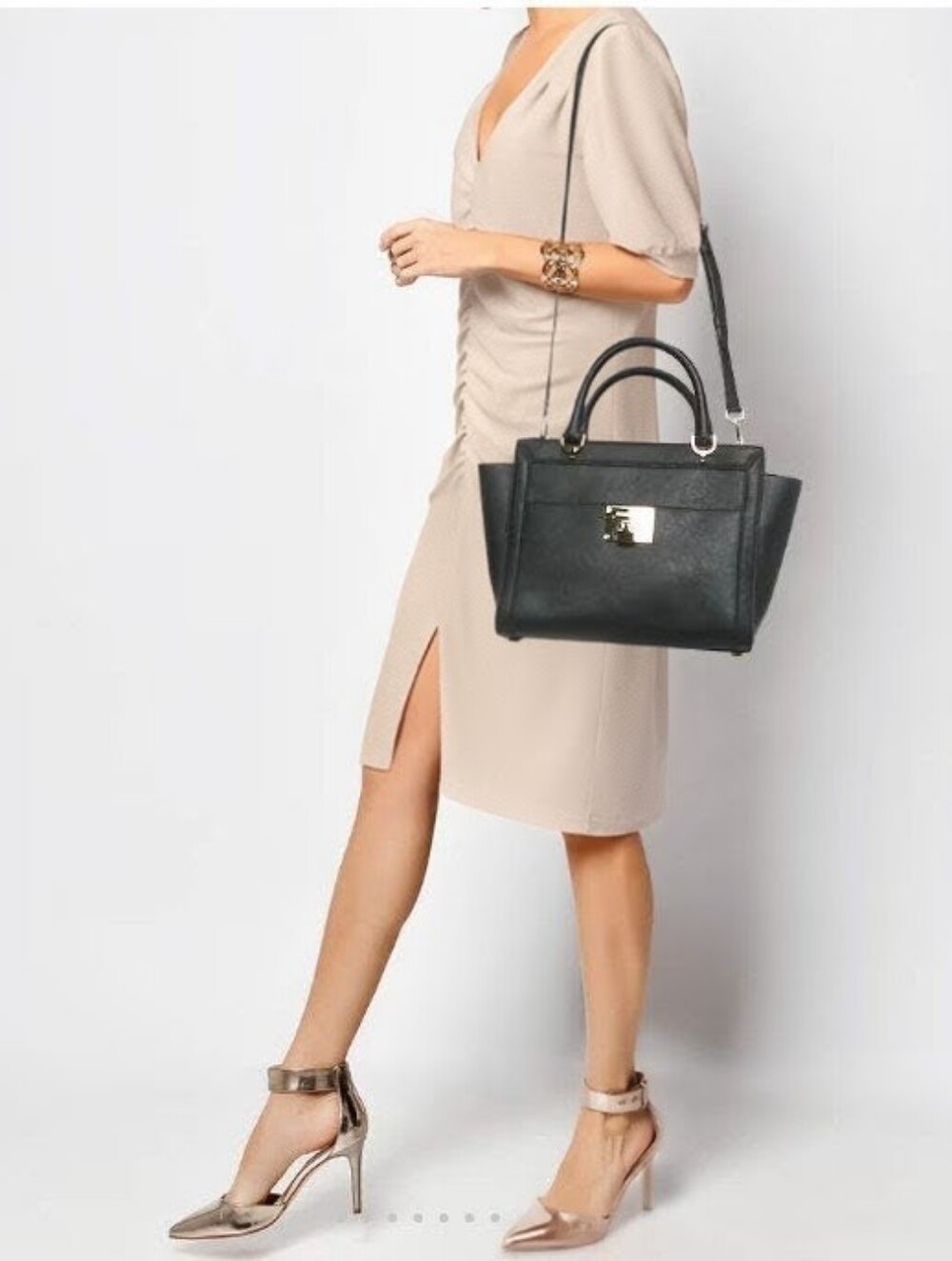 Michael Kors Tina Large Black Saffiano Leather Satchel